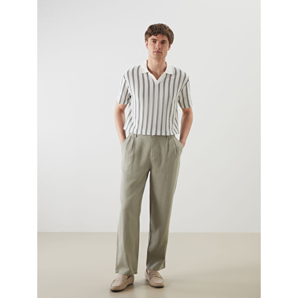 Standart Kalıp Keten Karışımlı Erkek Pantolon