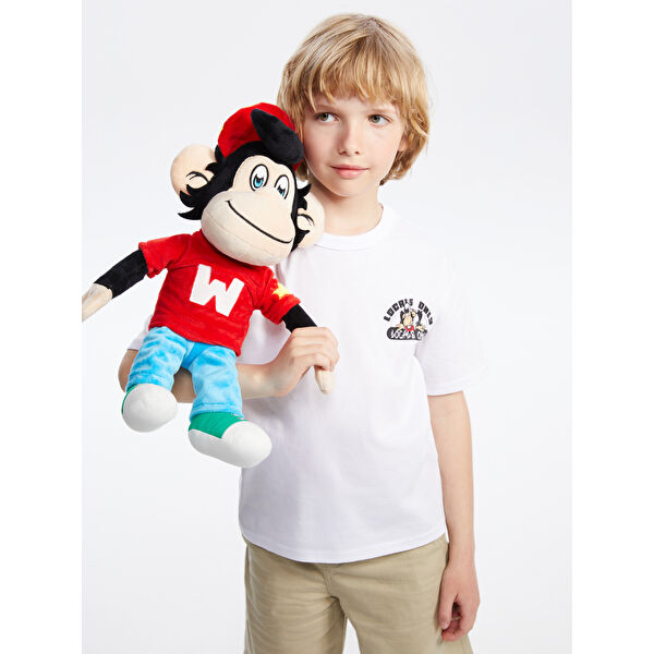 Bisiklet Yaka Nostaljik Maymun Baskılı Unisex Çocuk Tişört