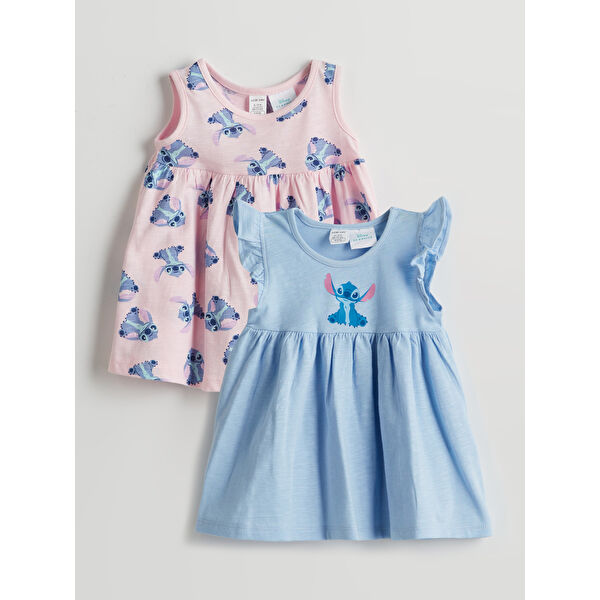Lilo & Stitch Baskılı Kız Bebek Elbise 2'li