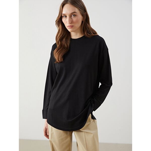 Bisiklet Yaka Oversize Kadın Sweatshirt Tunik