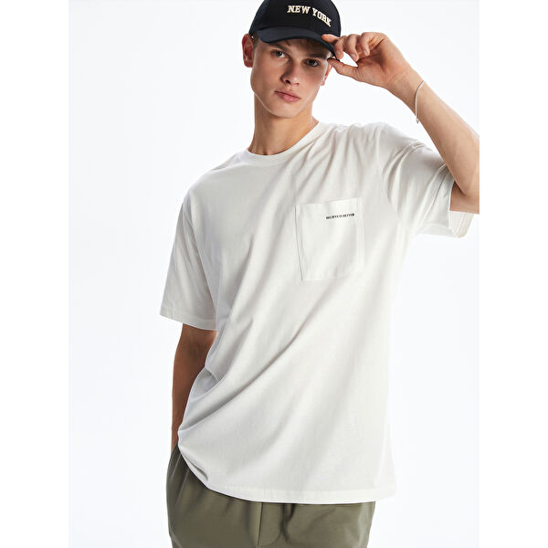 Bisiklet Yaka Baskılı Penye Erkek Tişört