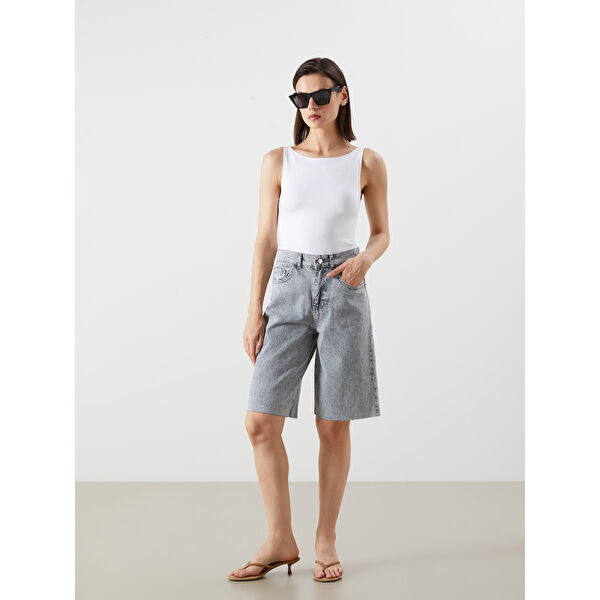Bermuda Fit Kadın Jean Şortolon