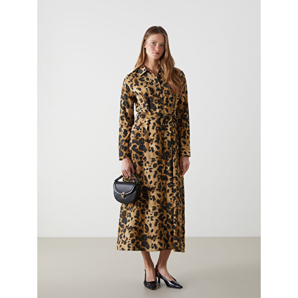 Zebra Desenli Kadın Gömlek Elbise