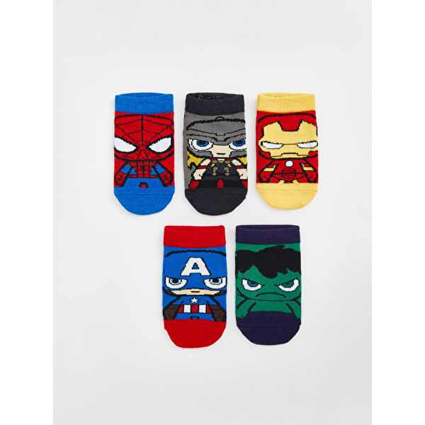 Spider-Man Desenli Erkek Çocuk Patik Çorap 5'li