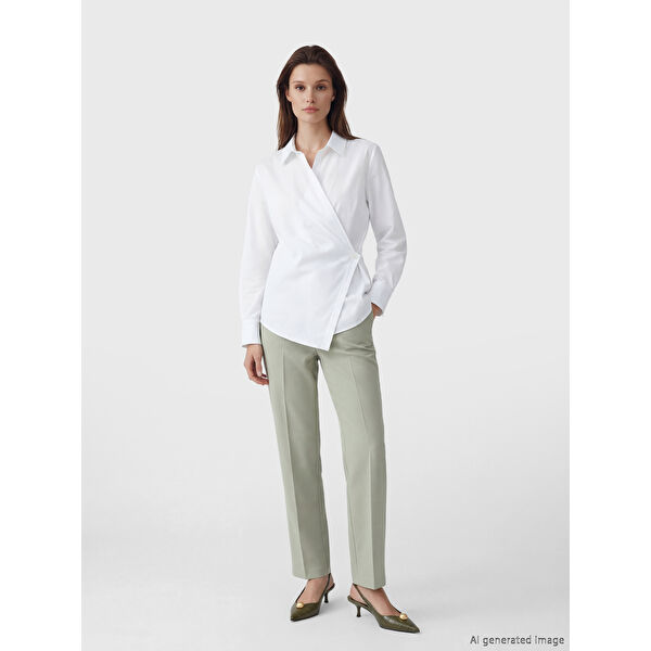 Standart Fit Geniş Paça Kadın Kumaş Pantolon