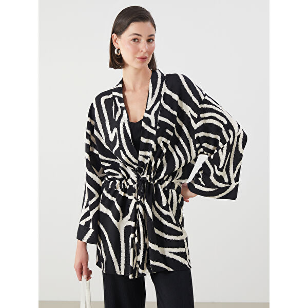 Şal Yaka Desenli Kadın Kimono