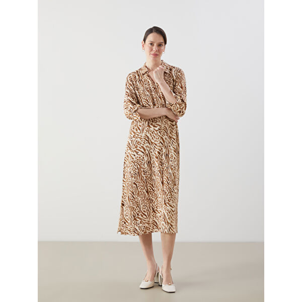 Gömlek Yaka Desenli A Kesim Elbise