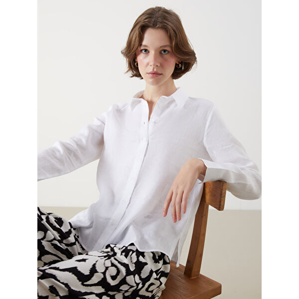 %100 Keten Kadın Gömlek