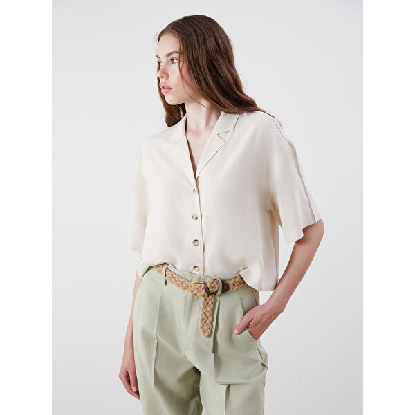 Keten Karışımlı Kadın Gömlek