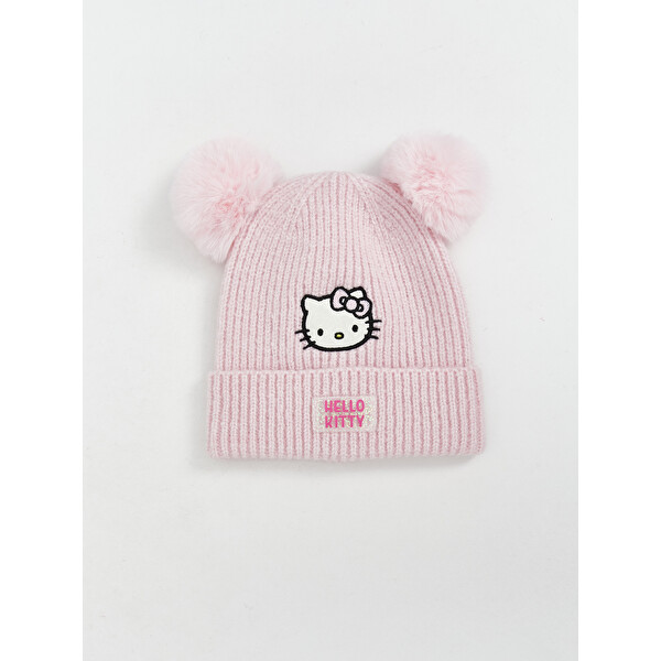 LCW ACCESSORIES Kız Çocuk Hello Kitty Nakışlı Ponponlu Triko Bere