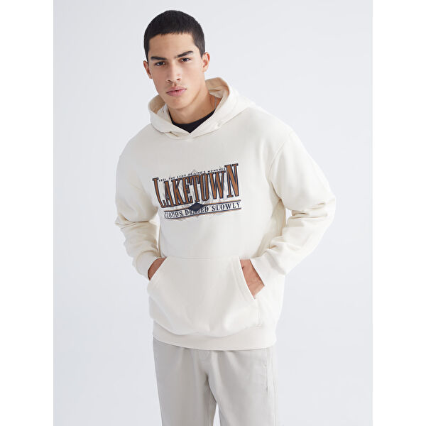 Baskılı Erkek Kalın Hoodie