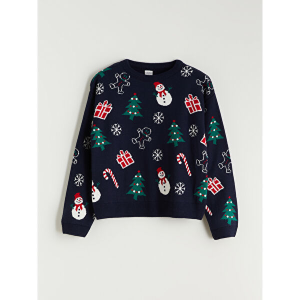 Yılbaşı Temalı Kız Çocuk Kazak