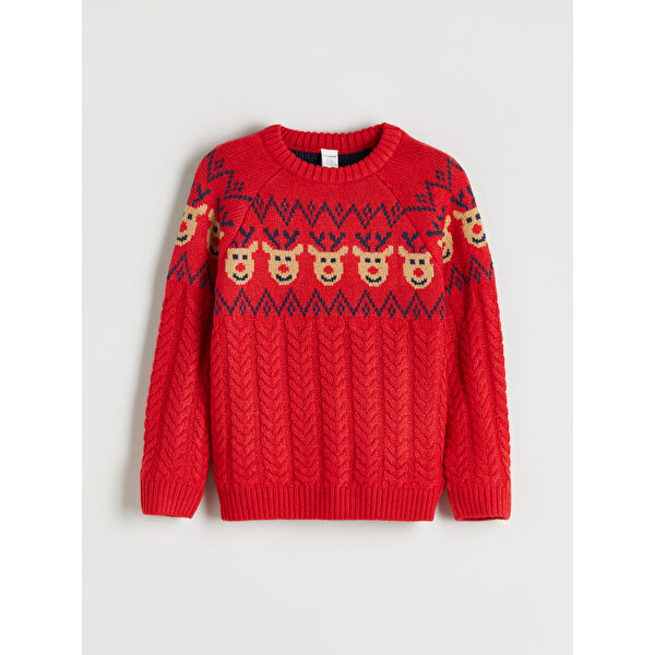 Yılbaşı Temalı Erkek Çocuk Triko Kazak