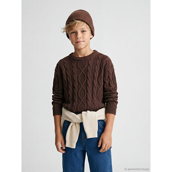 Bisiklet Yaka Erkek Çocuk Triko Kazak