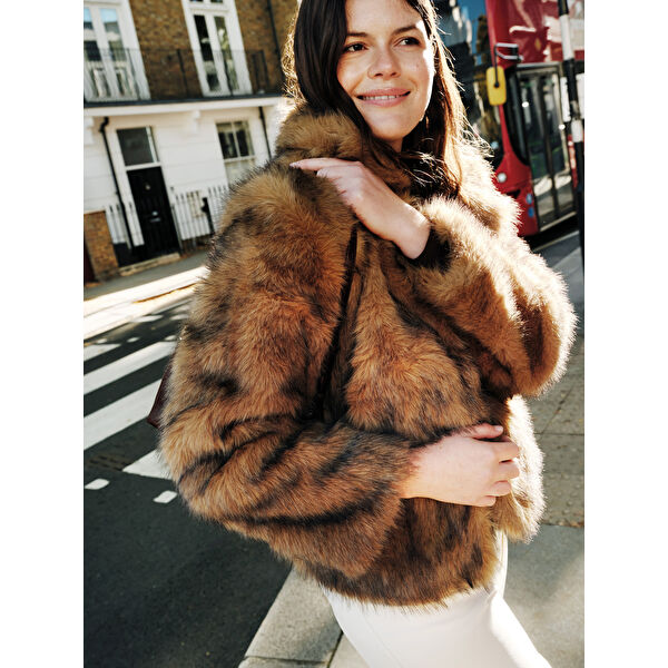 Ceket Yaka Kadın Kürk Mont