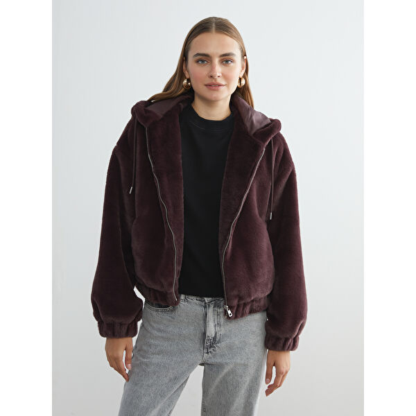 Kapüşonlu Kadın Kürk Ceket