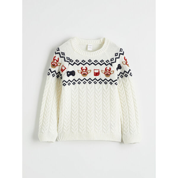 Yılbaşı Temalı Erkek Çocuk Triko Kazak