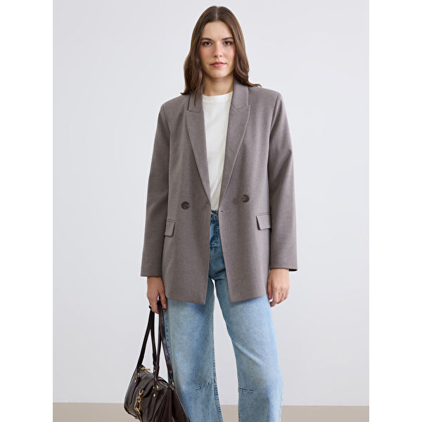 Kruvaze Yaka Kadın Blazer Ceket