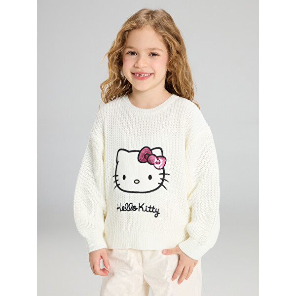 LCW Kids Hello Kitty Baskılı Kız Çocuk Kazak