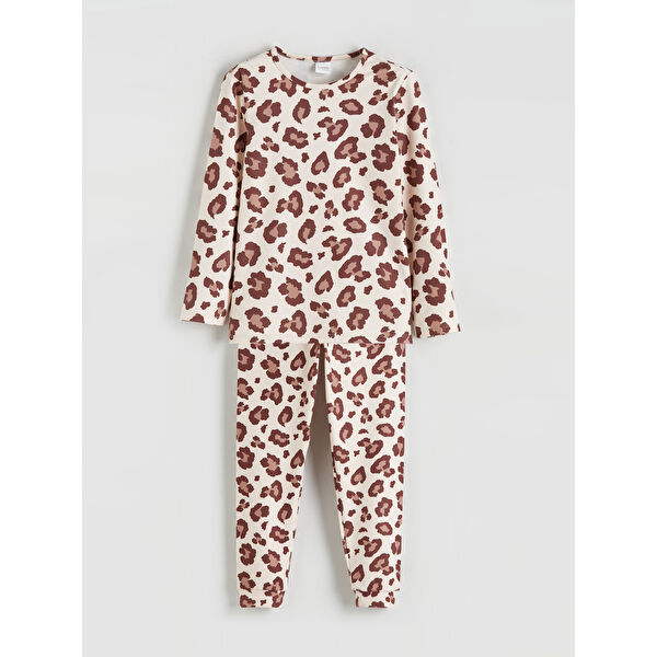 Leopar Desenli Kız Çocuk Pijama Takımı
