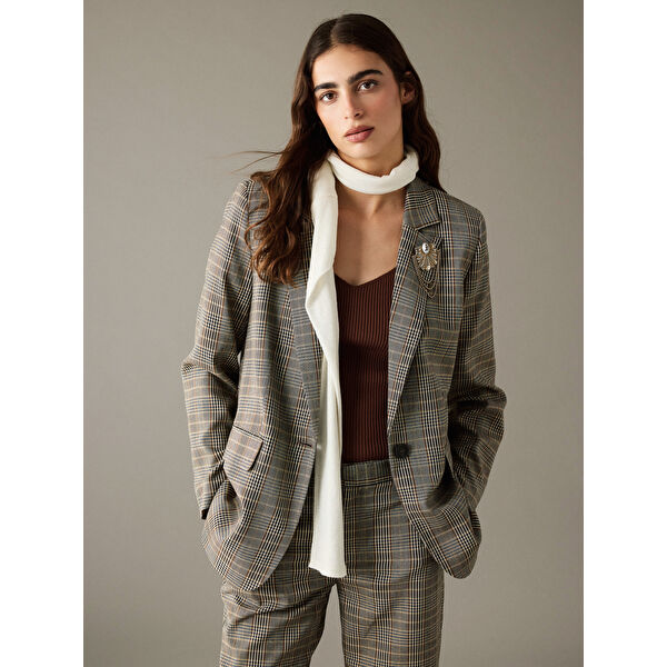 Ekose Kadın Blazer Ceket