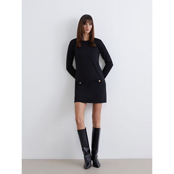 Bisiklet Yaka Mini Elbise