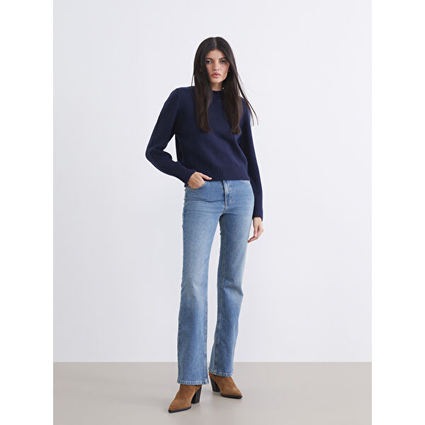 Yüksek Bel Flare Kadın Jean Pantolon