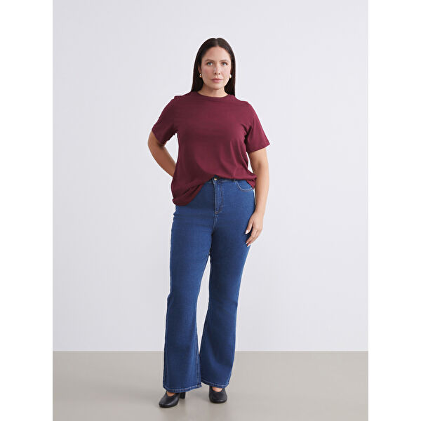 Büyük Beden Flare Kadın Jean Pantolon