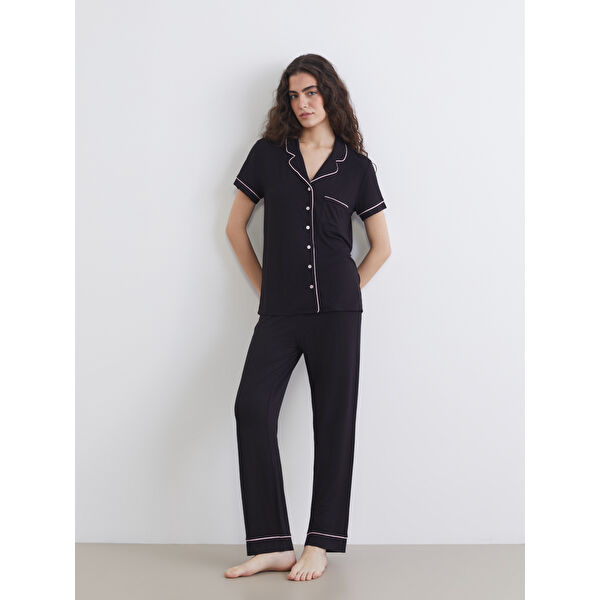 Gömlek Yaka Kadın Pijama Takım