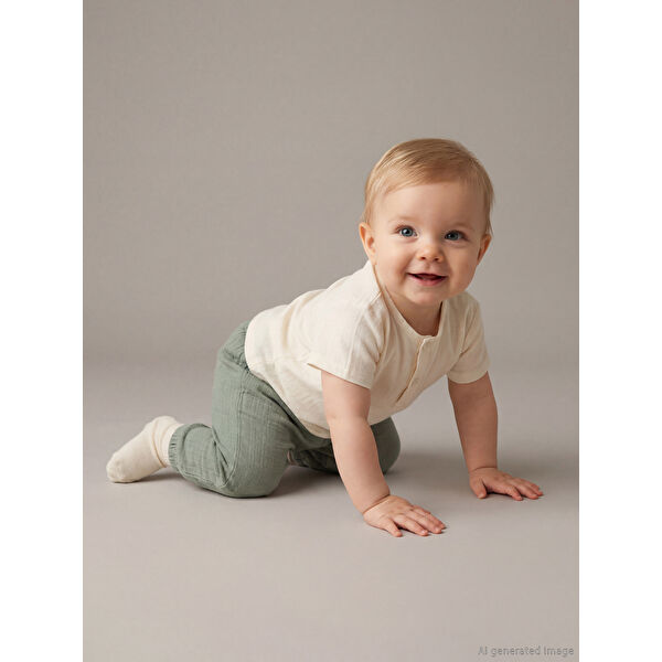 Erkek Bebek Müslin Tişört ve Pantolon