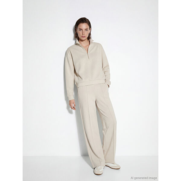 Beli Lastikli Geniş Paça Kadın Eşofman Altı