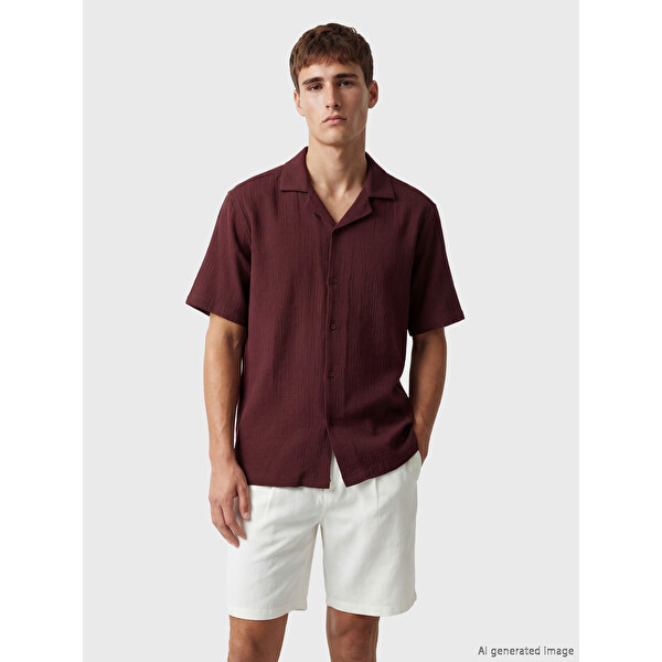 LCW Vision Regular Fit Resort Yaka Müslin Erkek Gömlek