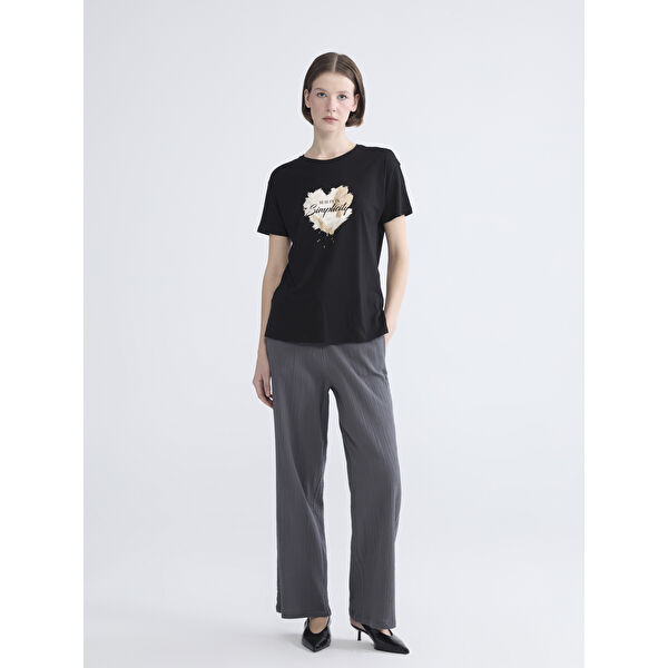 Beli Lastikli Kadın Müslin Pantolon