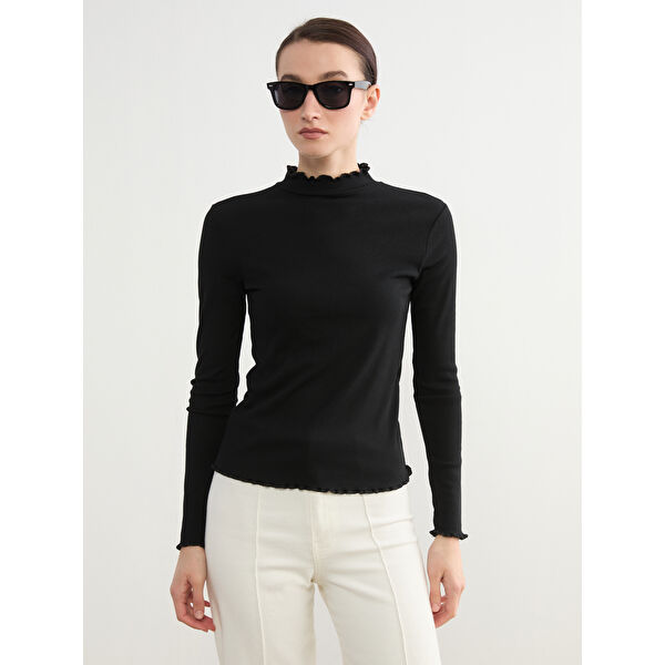 Fırfırlı Dik Yaka Kadın Body