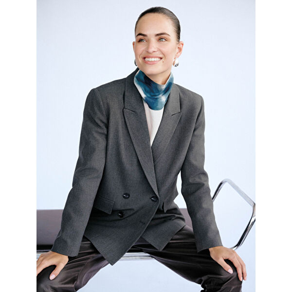 Kruvaze Yaka Kadın Blazer Ceket