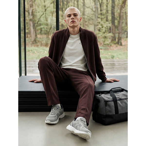 Dik Yaka Erkek Fermuarlı Sweatshirt