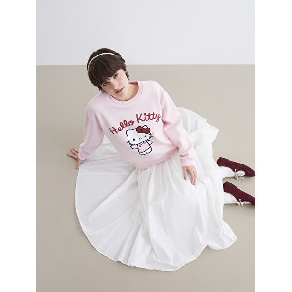 Hello Kitty Baskılı Kadın Kalın Sweatshirt