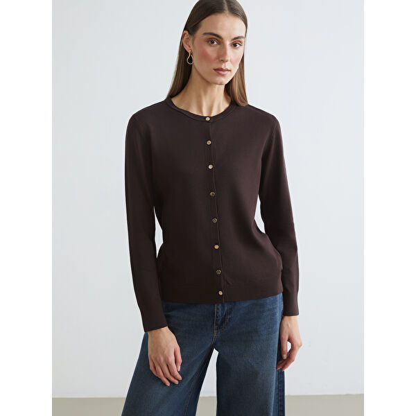 Bisiklet Yaka Kadın Triko Hırka