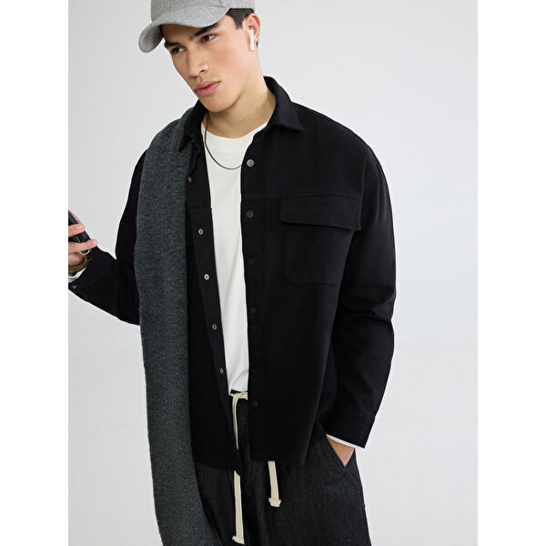 Loose Fit Erkek Gabardin Gömlek Ceket