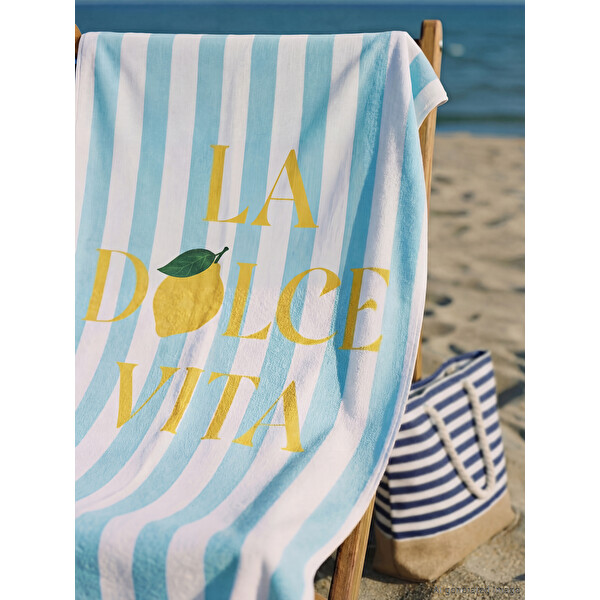 LCW ACCESSORIES Limon Baskılı Pamuklu Kadın Plaj Havlusu 70x150 Cm