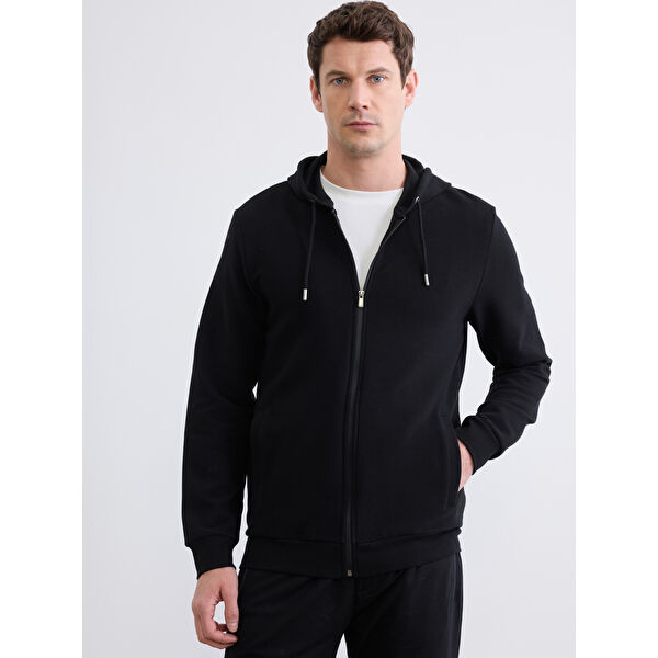 Kapüşonlu Erkek Fermuarlı Sweatshirt