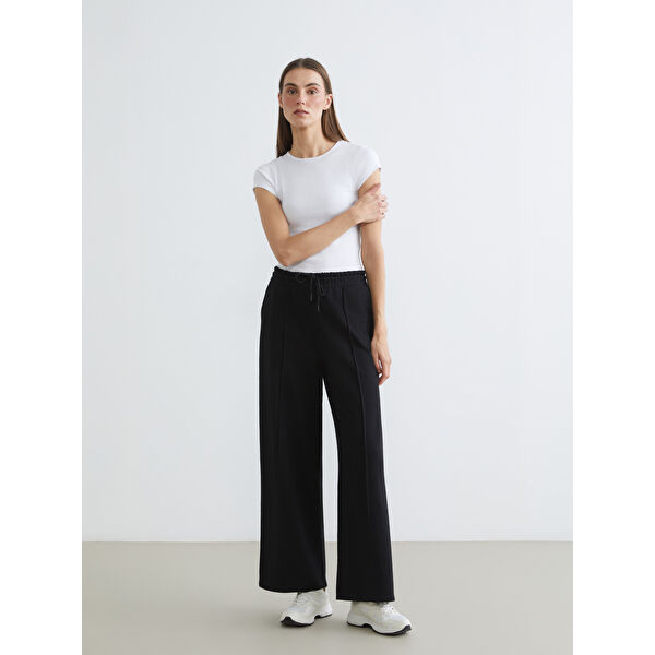 Beli Lastikli Geniş Paça Kadın Eşofman Altı