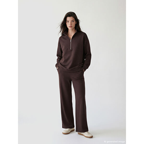 Dik Yaka Soft Touch Kadın Sweatshirt