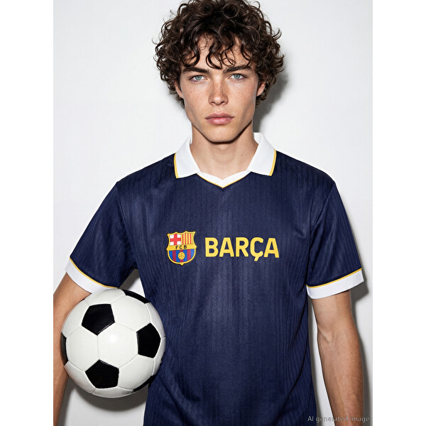 XSIDE ACTIVE Polo Yaka Barcelona Baskılı Erkek Spor Tişört
