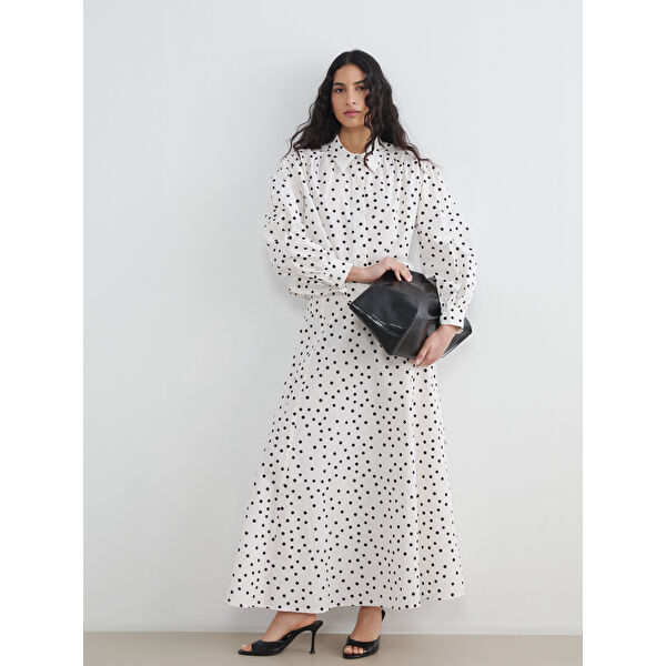 Beli Fermuarlı Puantiyeli Kloş Etek