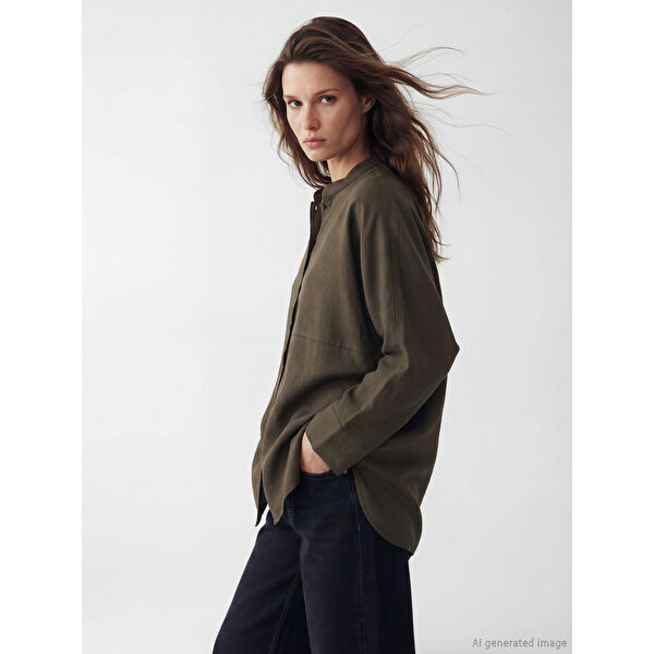 Hakim Yaka Oversize Kadın Gömlek Tunik