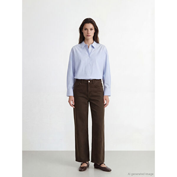 Yüksek Bel WideLeg Kadın Jean Pantolon