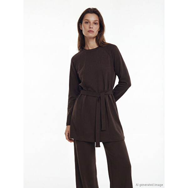 Bisiklet Yaka Kadın Sweatshirt Tunik