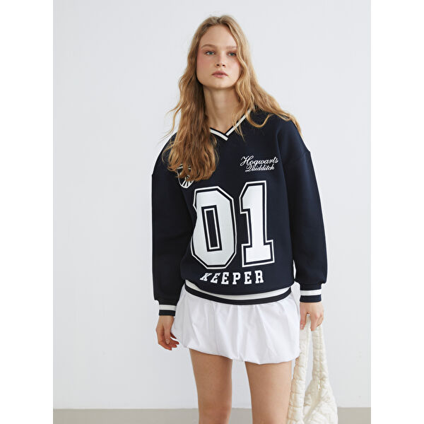 Harry Potter Baskılı Kadın Kalın Sweatshirt