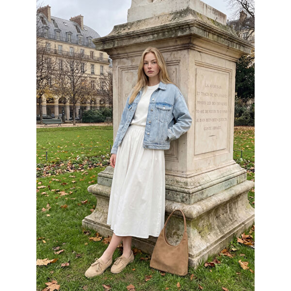 Bisiklet Yaka Oversize Kadın Tişört